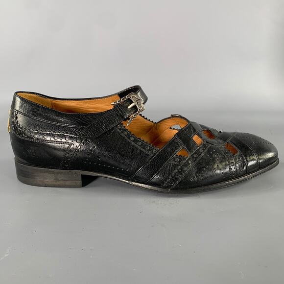 GUCCI Size 9 Black Thesis Queercore Leather Loafer Sandals main image 4